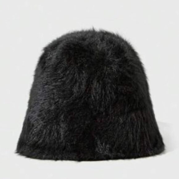 House of Harlow 1960 Accessories - HOUSE OF HARLOW 1960 WOMEN'S BLACK FURRY TEXTURE STREET WEAR BUCKET HAT OS NWT